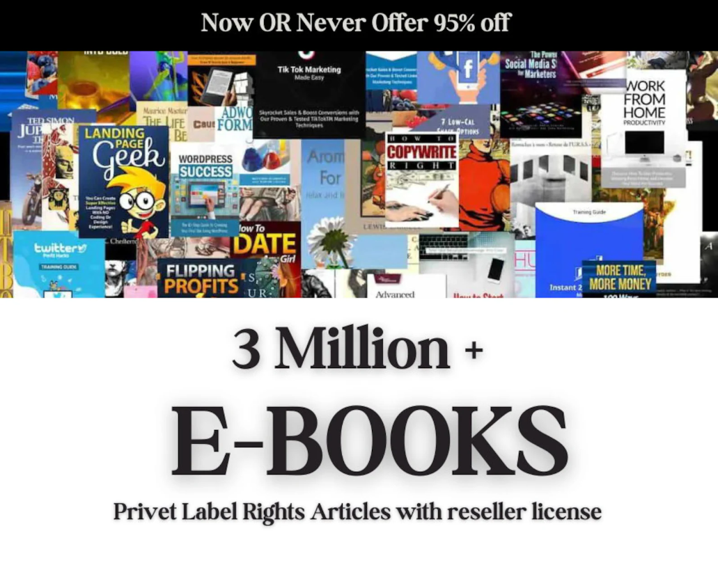Unlock 3 Million+ eBooks & PLR Articles with Full Reseller Rights | The Ultimate 3M Content Bundle with PLR and MRR RightsR